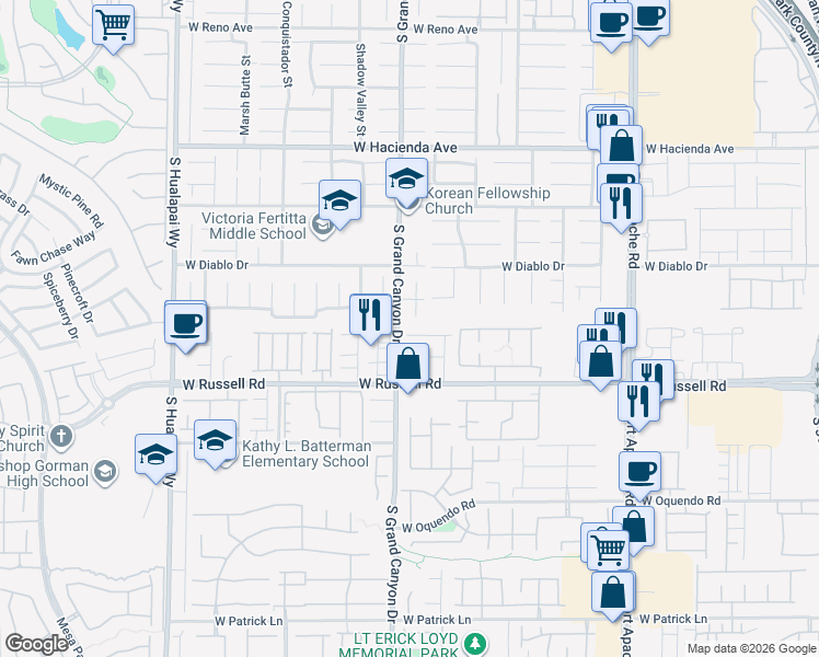 map of restaurants, bars, coffee shops, grocery stores, and more near 9786 Maple Sugar Leaf Place in Las Vegas