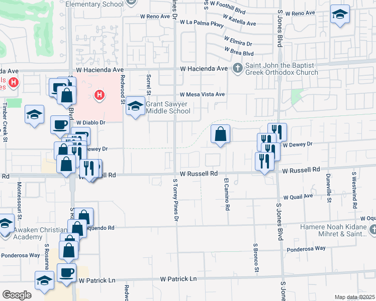 map of restaurants, bars, coffee shops, grocery stores, and more near 6462 Estrella Hills Avenue in Las Vegas