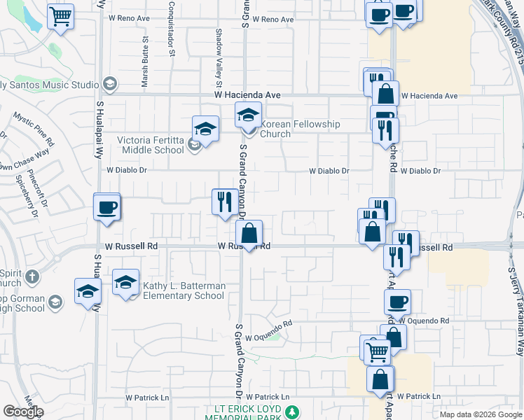 map of restaurants, bars, coffee shops, grocery stores, and more near 9732 Maple Sugar Leaf Place in Las Vegas