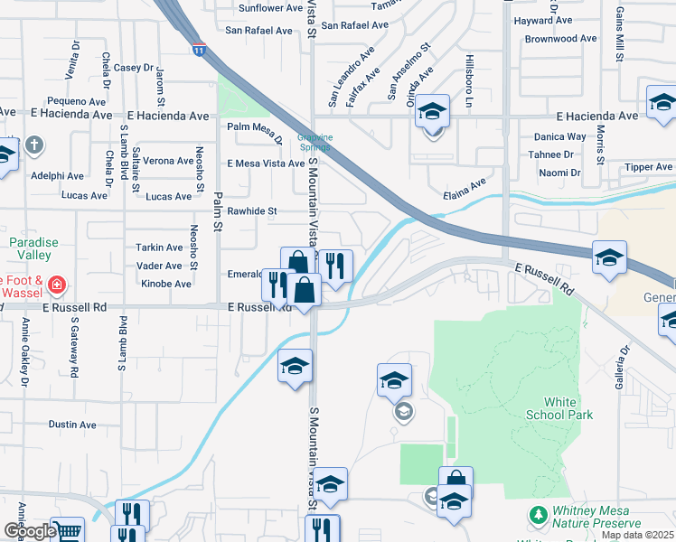 map of restaurants, bars, coffee shops, grocery stores, and more near 4655 Gold Dust Avenue in Las Vegas