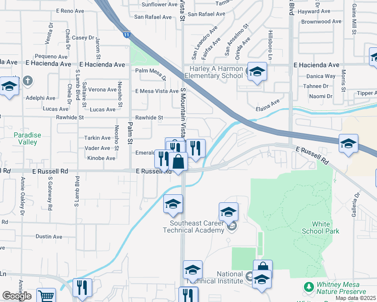 map of restaurants, bars, coffee shops, grocery stores, and more near 4655 Gold Dust Avenue in Las Vegas