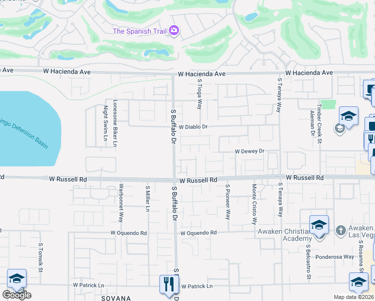 map of restaurants, bars, coffee shops, grocery stores, and more near 5577 Chiflo Song Drive in Las Vegas