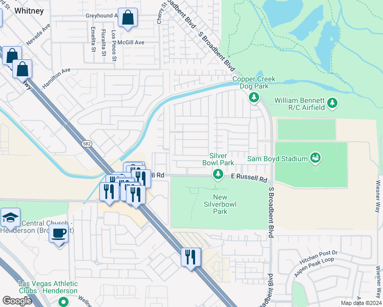 map of restaurants, bars, coffee shops, grocery stores, and more near 6686 Crystal Run Lane in Las Vegas