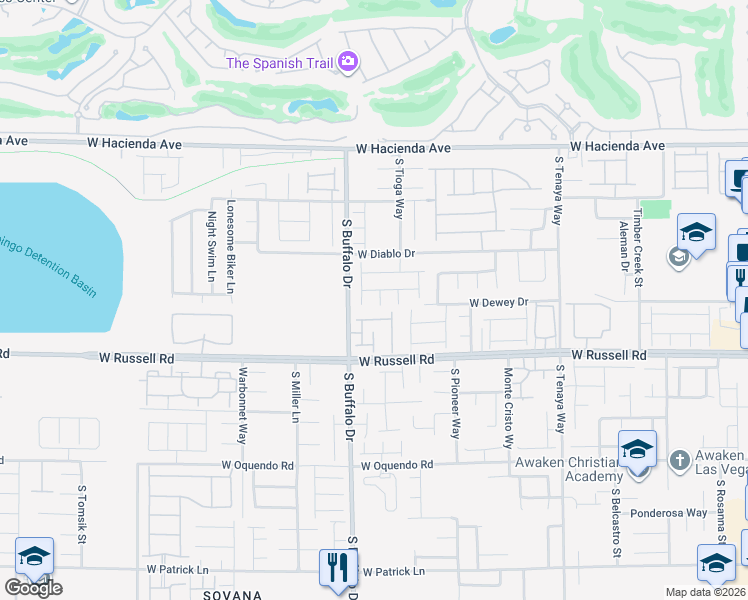 map of restaurants, bars, coffee shops, grocery stores, and more near 5577 Chiflo Song Drive in Las Vegas