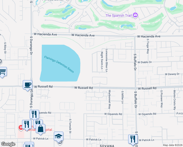 map of restaurants, bars, coffee shops, grocery stores, and more near 5595 Olympic Spirit Lane in Las Vegas