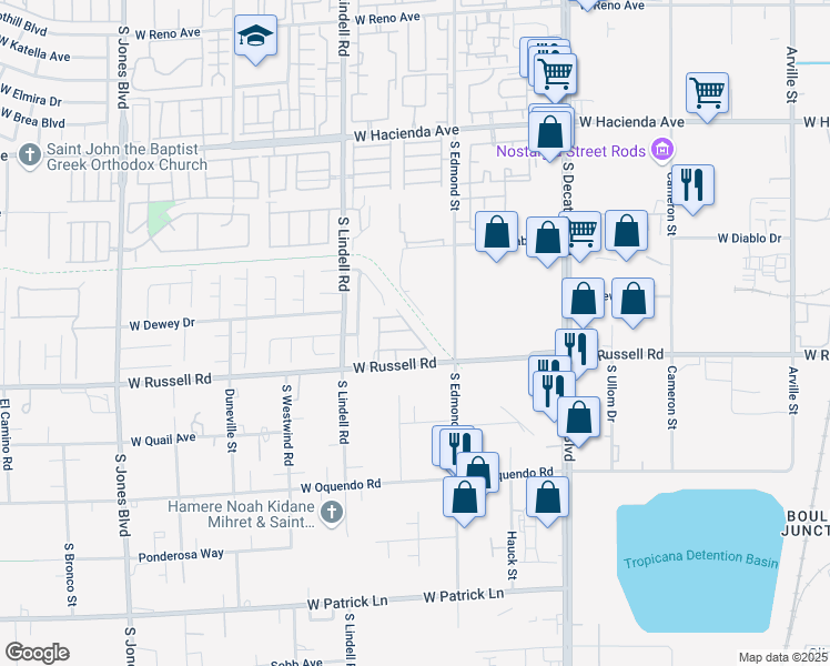 map of restaurants, bars, coffee shops, grocery stores, and more near 5660 Calm Season Street in Las Vegas
