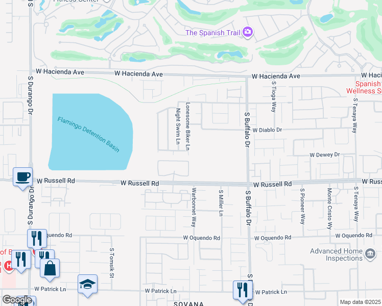 map of restaurants, bars, coffee shops, grocery stores, and more near 5588 Lonesome Biker in Las Vegas