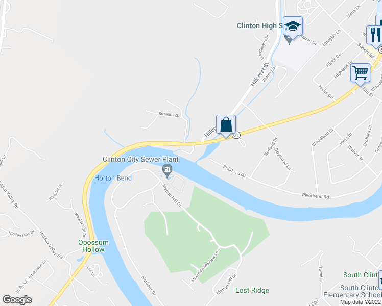 map of restaurants, bars, coffee shops, grocery stores, and more near 105 Lakefront Mobile Home Park in Clinton
