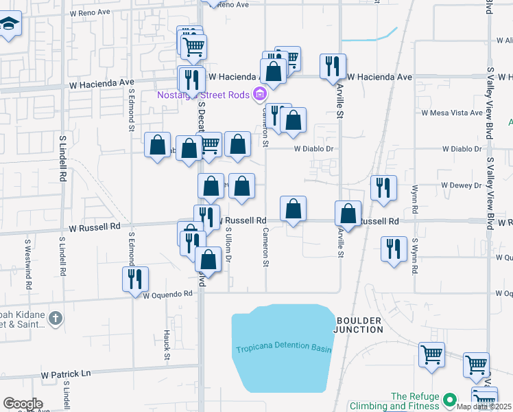 map of restaurants, bars, coffee shops, grocery stores, and more near 5637 Cameron Street in Las Vegas