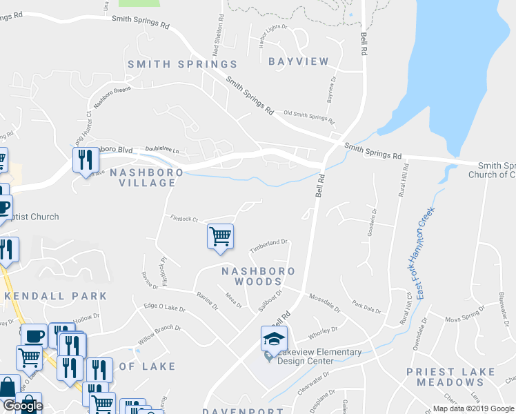 map of restaurants, bars, coffee shops, grocery stores, and more near 562 Flintlock Court in Nashville