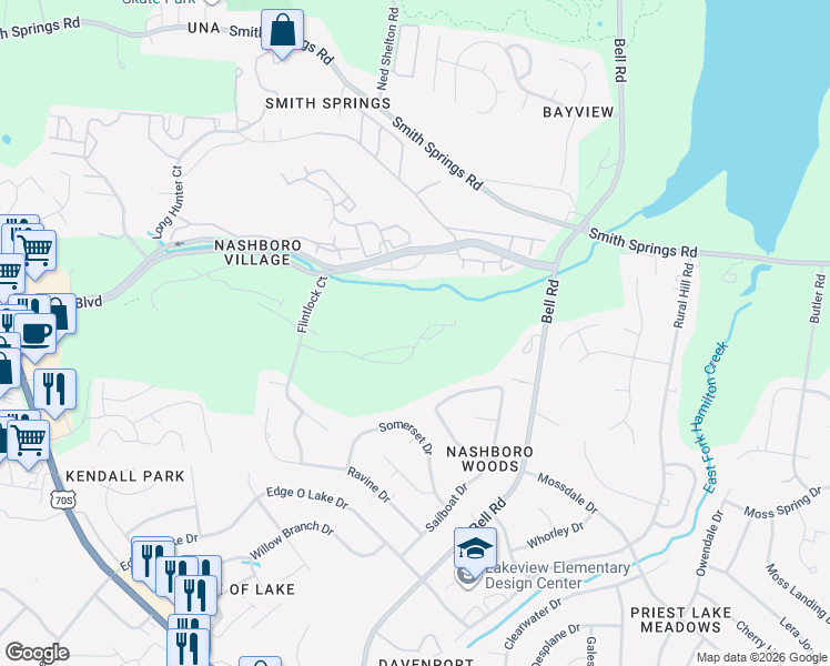 map of restaurants, bars, coffee shops, grocery stores, and more near 504 Flintlock Court in Nashville