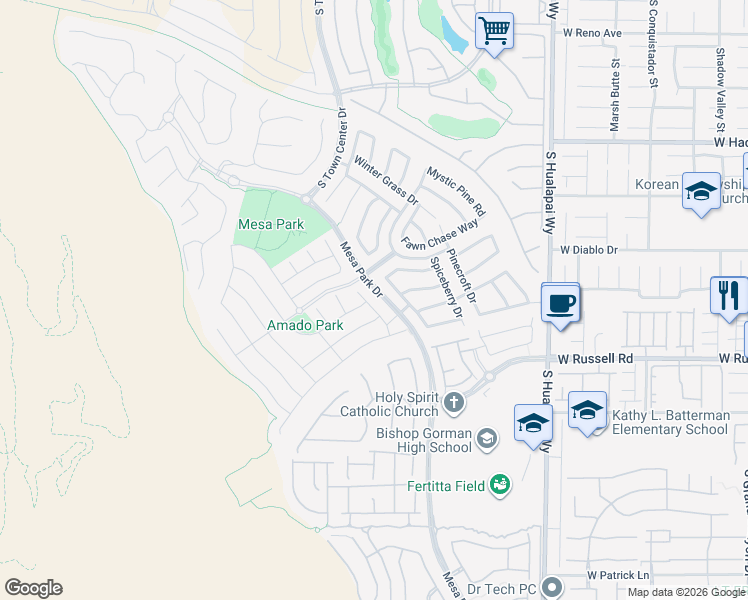 map of restaurants, bars, coffee shops, grocery stores, and more near in Summerlin South