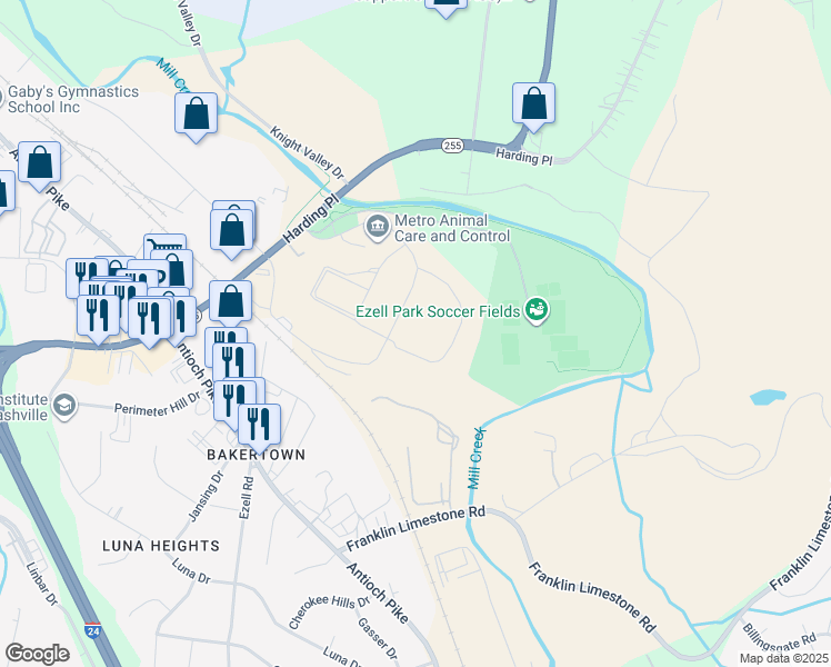 map of restaurants, bars, coffee shops, grocery stores, and more near 5115 Harding Place in Nashville