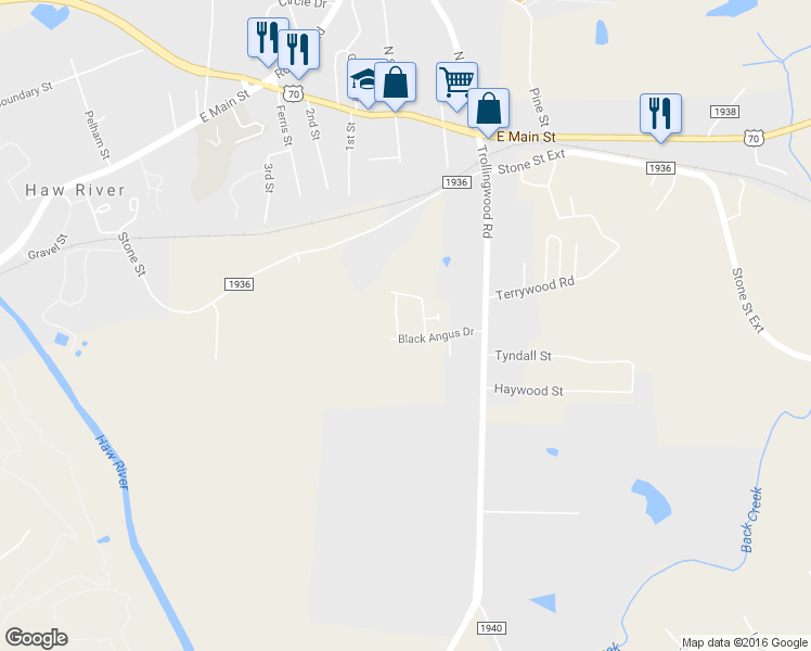 map of restaurants, bars, coffee shops, grocery stores, and more near 113 Lillian Drive in Haw River