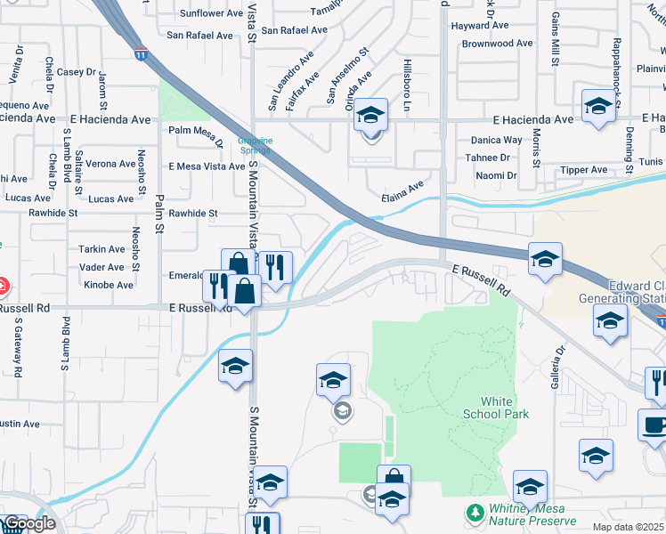 map of restaurants, bars, coffee shops, grocery stores, and more near 5597 Wheatfield Drive in Las Vegas