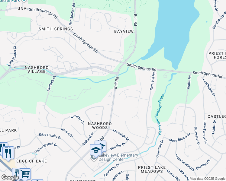 map of restaurants, bars, coffee shops, grocery stores, and more near 159 Bell Road in Nashville