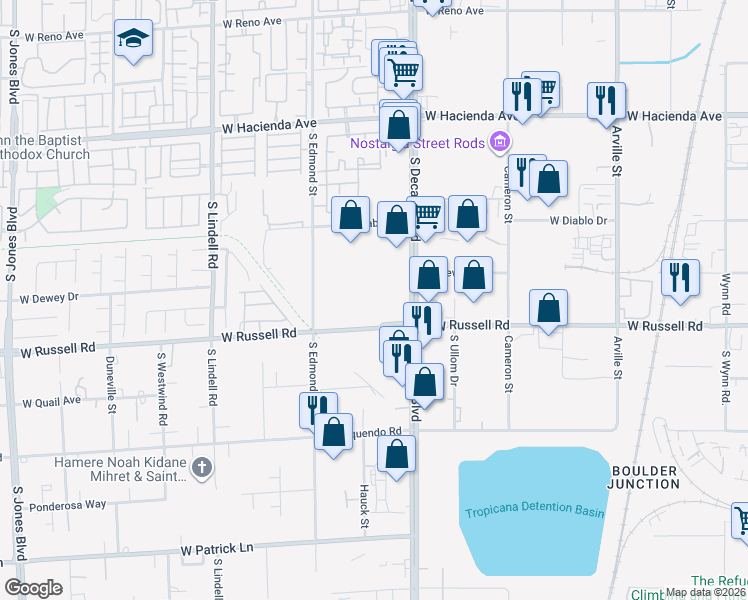 map of restaurants, bars, coffee shops, grocery stores, and more near in Las Vegas