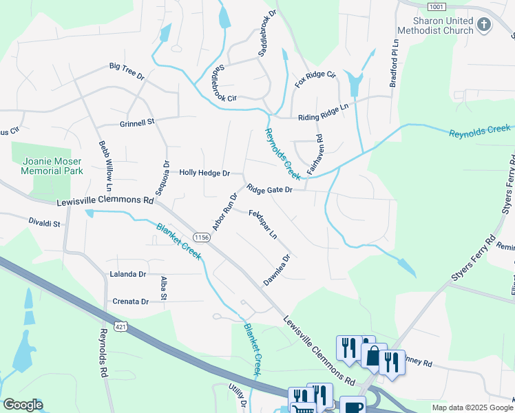map of restaurants, bars, coffee shops, grocery stores, and more near 1039 Feldspar Lane in Lewisville