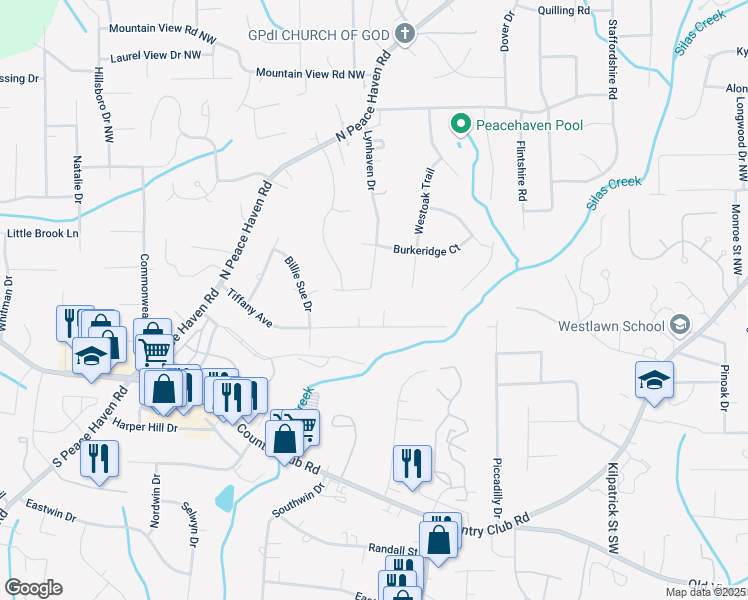map of restaurants, bars, coffee shops, grocery stores, and more near 600 Lynhaven Dr in Winston-Salem