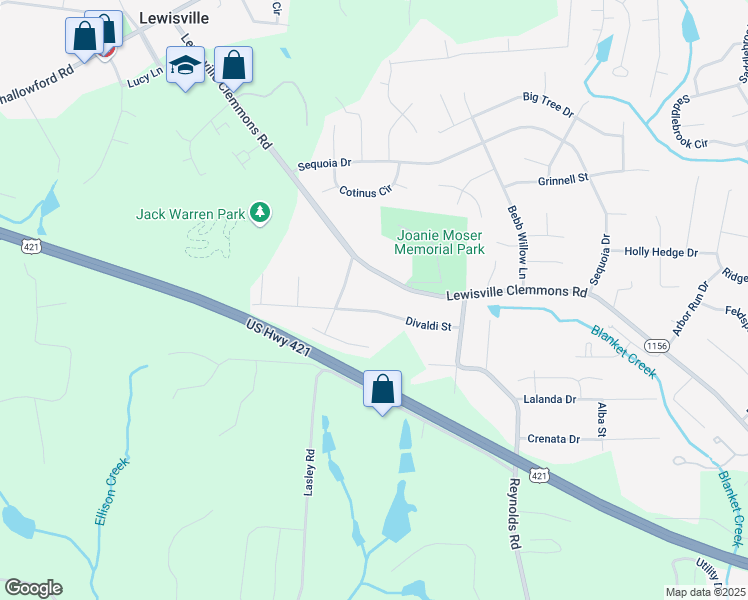 map of restaurants, bars, coffee shops, grocery stores, and more near 7517 Divaldi Street in Lewisville