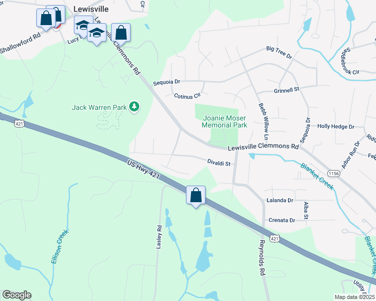 map of restaurants, bars, coffee shops, grocery stores, and more near 7517 Divaldi Street in Lewisville