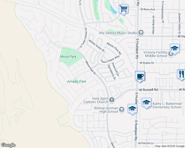 map of restaurants, bars, coffee shops, grocery stores, and more near in Summerlin South