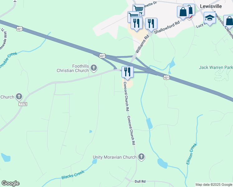 map of restaurants, bars, coffee shops, grocery stores, and more near 8540 Senoa Road in Lewisville