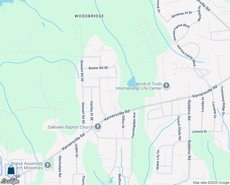 map of restaurants, bars, coffee shops, grocery stores, and more near 3538 Dunbarton Drive in Winston-Salem