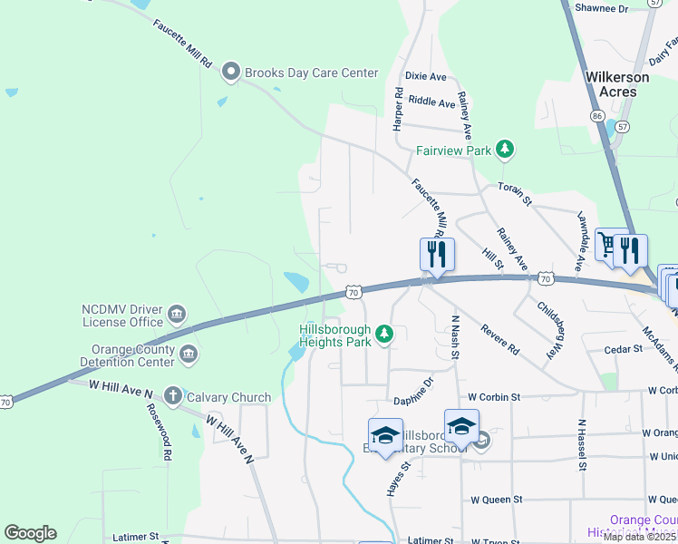 map of restaurants, bars, coffee shops, grocery stores, and more near in Hillsborough