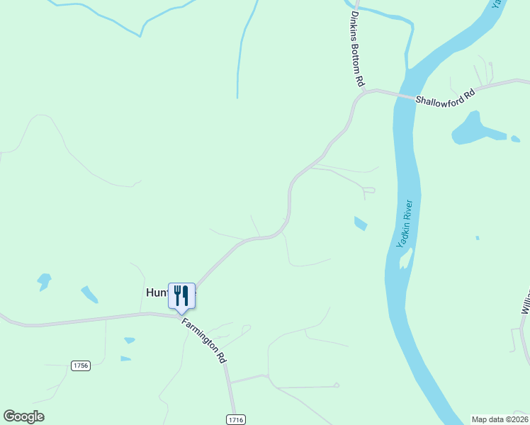 map of restaurants, bars, coffee shops, grocery stores, and more near 5409 Courtney-Huntsville Road in Yadkinville