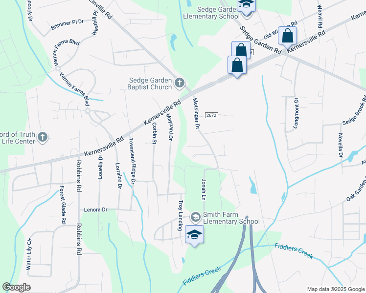 map of restaurants, bars, coffee shops, grocery stores, and more near 4866 Sedgeview Lane in Winston-Salem