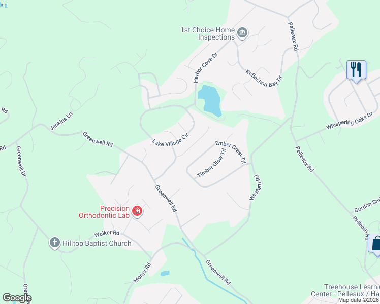 map of restaurants, bars, coffee shops, grocery stores, and more near 7915 Ember Crest Trail in Knoxville