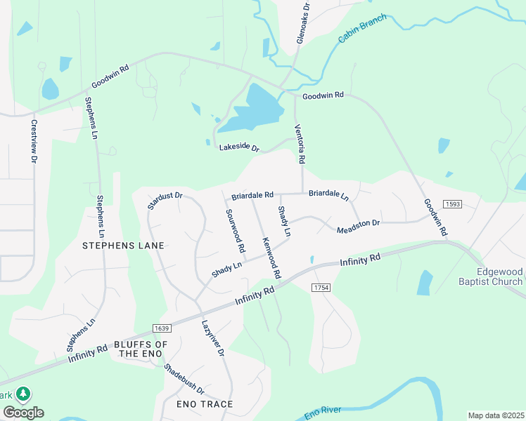 map of restaurants, bars, coffee shops, grocery stores, and more near 5126 Kenwood Road in Durham