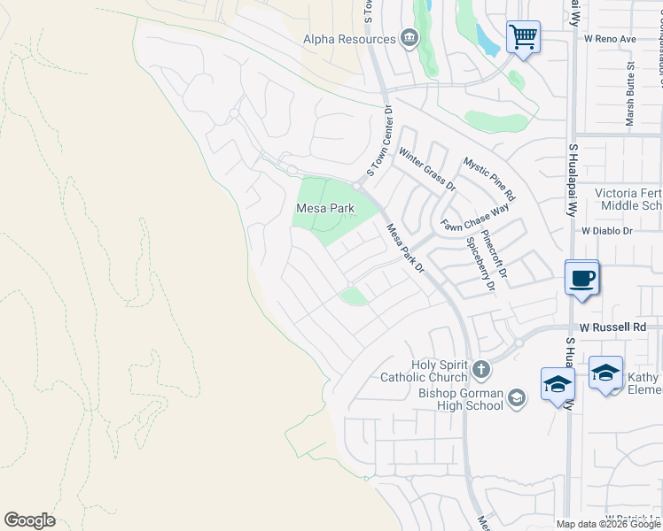 map of restaurants, bars, coffee shops, grocery stores, and more near 5555 Alden Bend Drive in Las Vegas