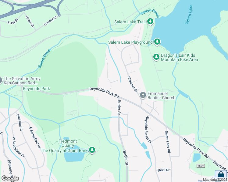 map of restaurants, bars, coffee shops, grocery stores, and more near 2641 Reynolds Park Road in Winston-Salem