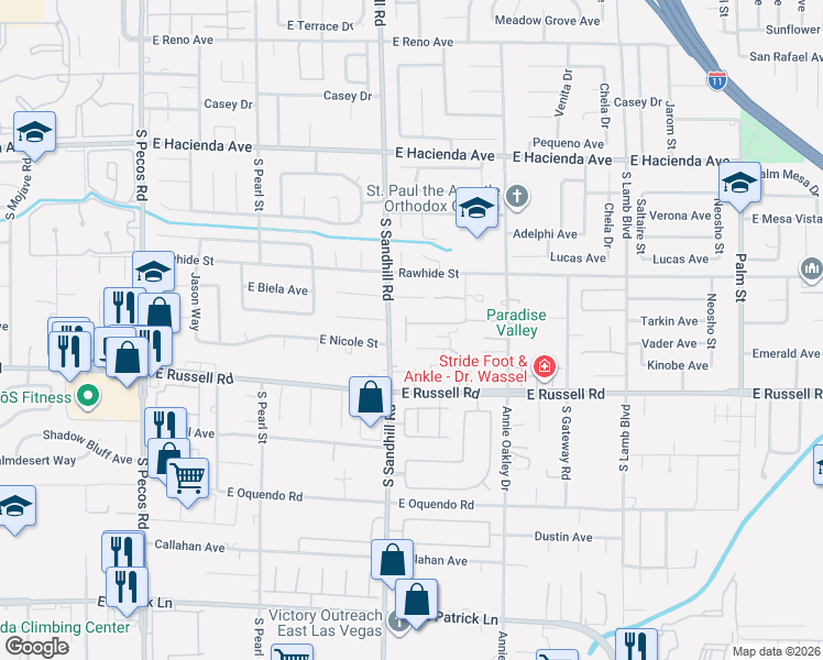 map of restaurants, bars, coffee shops, grocery stores, and more near 5624 Curbelo Way in Las Vegas