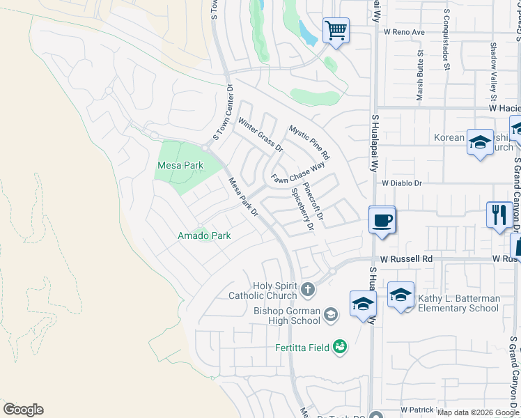 map of restaurants, bars, coffee shops, grocery stores, and more near in Summerlin South