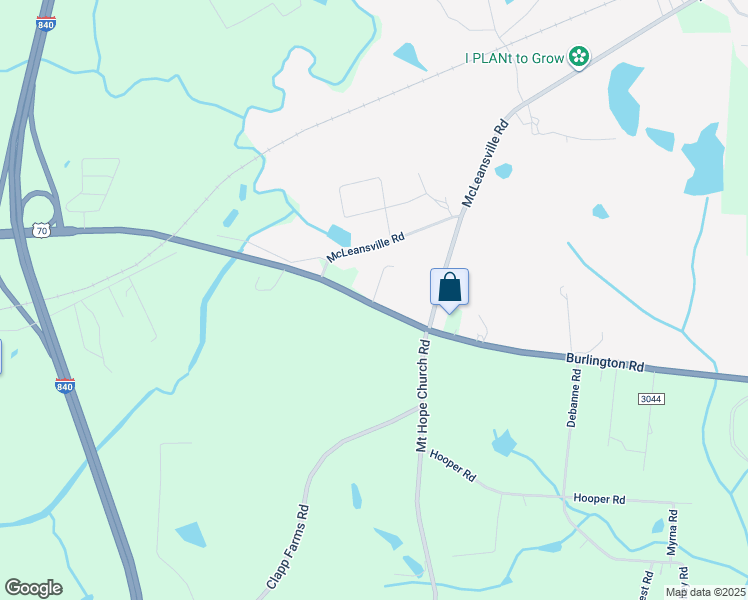 map of restaurants, bars, coffee shops, grocery stores, and more near 107 Weeping Willow Lane in Greensboro