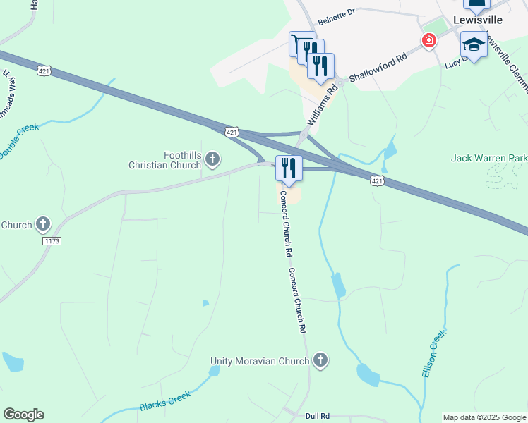 map of restaurants, bars, coffee shops, grocery stores, and more near 8540 Senoa Road in Lewisville
