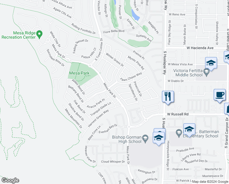 map of restaurants, bars, coffee shops, grocery stores, and more near 5553 Fairmeade Way in Las Vegas