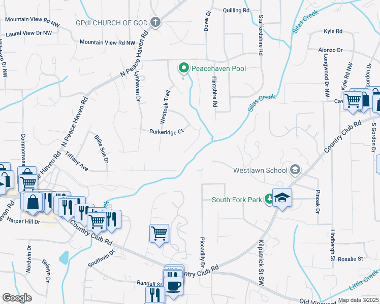 map of restaurants, bars, coffee shops, grocery stores, and more near 331 Flyntvalley Court in Winston-Salem
