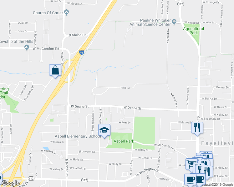 map of restaurants, bars, coffee shops, grocery stores, and more near 4286 North Pacific Heights in Fayetteville
