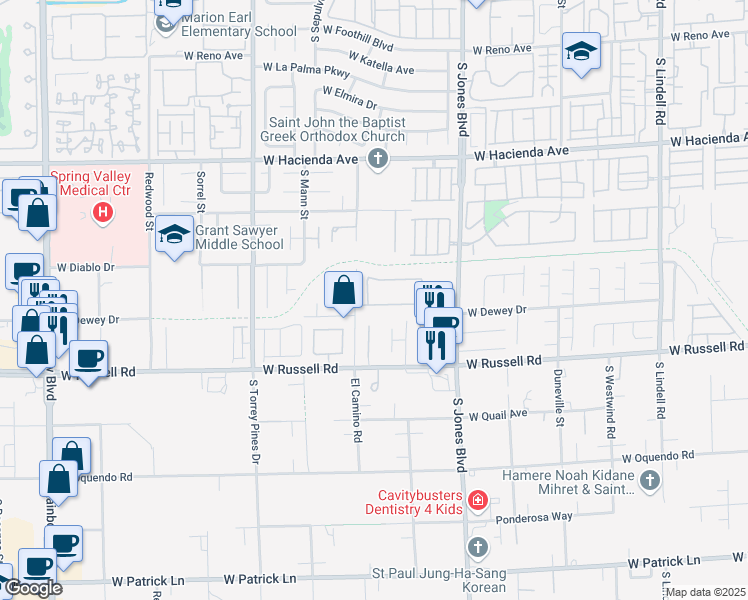 map of restaurants, bars, coffee shops, grocery stores, and more near 5568 Yellow Ash Street in Las Vegas