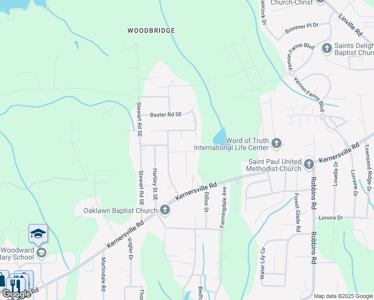 map of restaurants, bars, coffee shops, grocery stores, and more near 3529 Dunbarton Drive in Winston-Salem