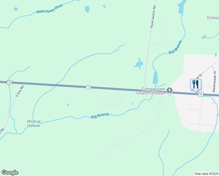 map of restaurants, bars, coffee shops, grocery stores, and more near 3749 Highway 70 West in Dickson