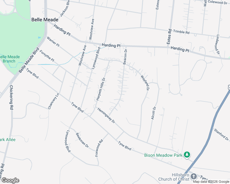 map of restaurants, bars, coffee shops, grocery stores, and more near 4518 Beacon Drive in Nashville