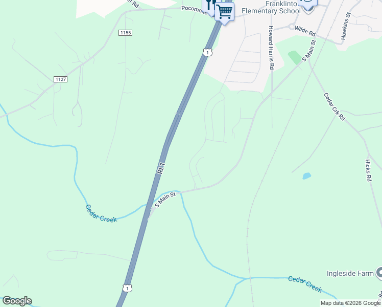 map of restaurants, bars, coffee shops, grocery stores, and more near in Franklinton