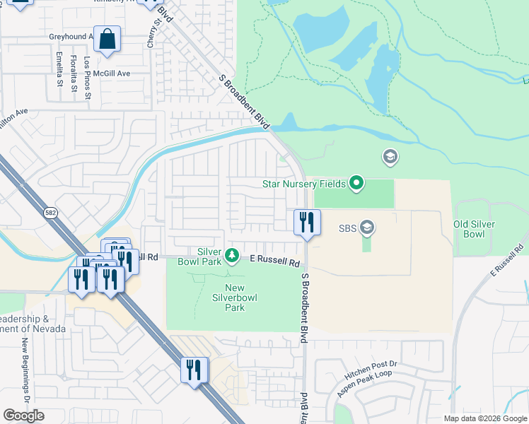 map of restaurants, bars, coffee shops, grocery stores, and more near 6880 Silver Eagle Avenue in Las Vegas