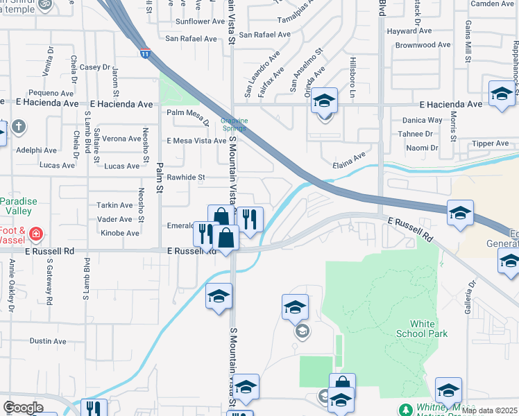map of restaurants, bars, coffee shops, grocery stores, and more near 4655 Gold Dust Avenue in Las Vegas