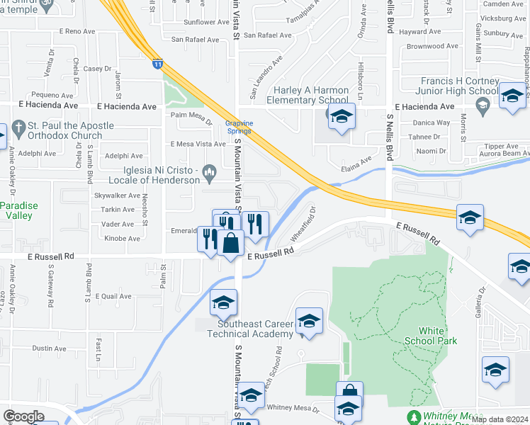 map of restaurants, bars, coffee shops, grocery stores, and more near 4655 Gold Dust Avenue in Las Vegas